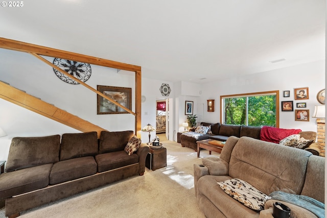 living room with carpet flooring