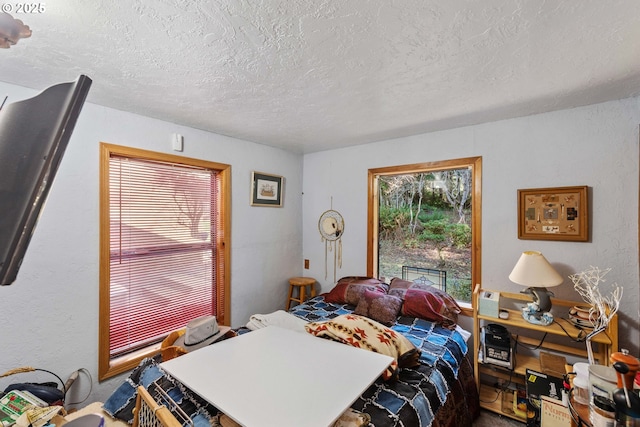 bedroom with a textured ceiling