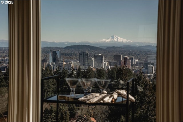 property's view of city with a mountain view