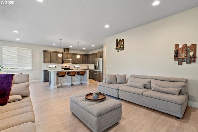 living room featuring light hardwood / wood-style floors