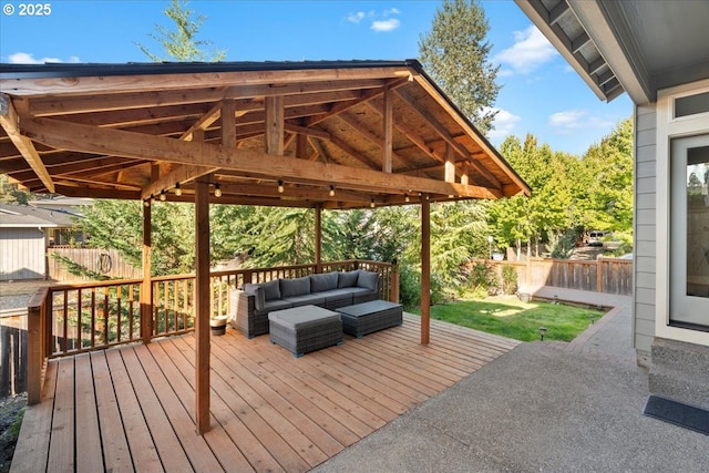 deck featuring an outdoor living space