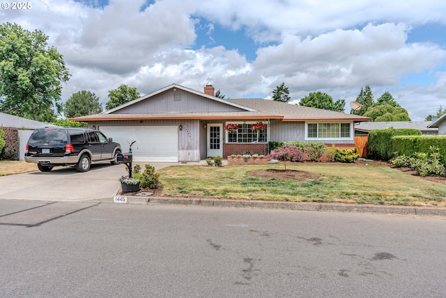 1445 NE 17th St, Gresham, OR 97030 - single story home featuring a garage, driveway, a chimney, and brick siding