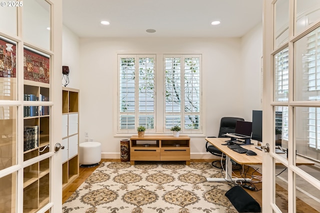 18350 SW Florendo Ln, Beaverton, OR 97007 - office space featuring a wealth of natural light, recessed lighting, wood finished floors, and baseboards