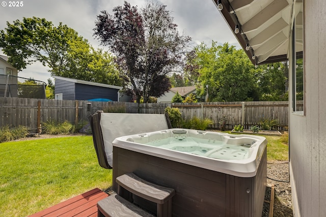 13326 SW Shore Dr, Portland, OR 97223 - fenced backyard featuring a hot tub and a deck