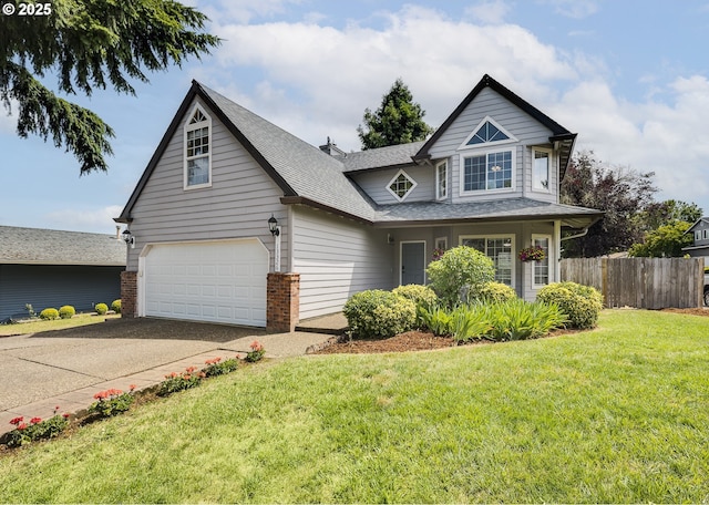 13326 SW Shore Dr, Portland, OR 97223 - traditional-style home with asphalt driveway, roof with shingles, a chimney, and a garage