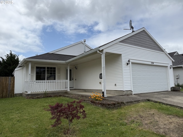 539 NW Blair Loop, Sheridan, OR 97378 - ranch-style home featuring a porch, a garage, and asphalt driveway