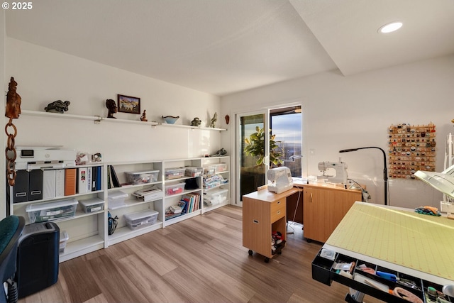 office area featuring hardwood / wood-style floors