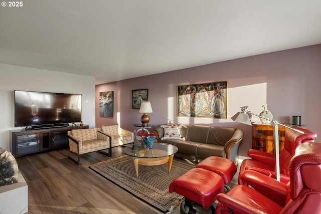 living room featuring dark hardwood / wood-style floors