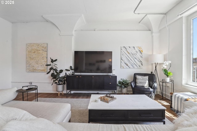living area featuring wood finished floors