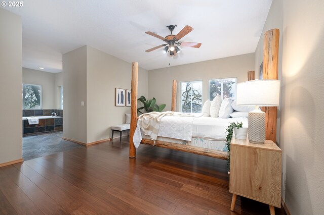 14788 S Burkstrom Rd, Oregon City, OR 97045 - bedroom featuring hardwood / wood-style flooring, multiple windows, baseboards, and ceiling fan