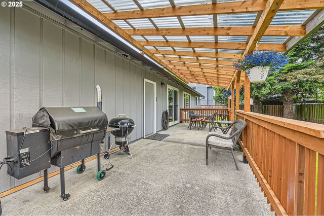 617 NW Fariss Rd, Gresham, OR 97030 - view of patio with outdoor dining space, a pergola, and a grill