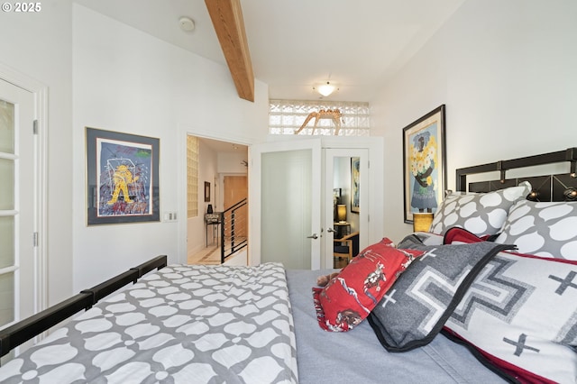 1240 NW Hoyt St Unit 6, Portland, OR 97209 - carpeted bedroom featuring beam ceiling