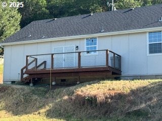 1332 SE Strong Ave, Roseburg, OR 97470 - rear view of house featuring a wooden deck and roof with shingles