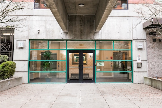 view of exterior entry with french doors