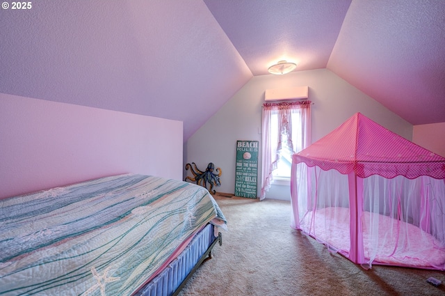 589 NW 3rd Ave, Canby, OR 97013 - carpeted bedroom featuring a textured ceiling and lofted ceiling