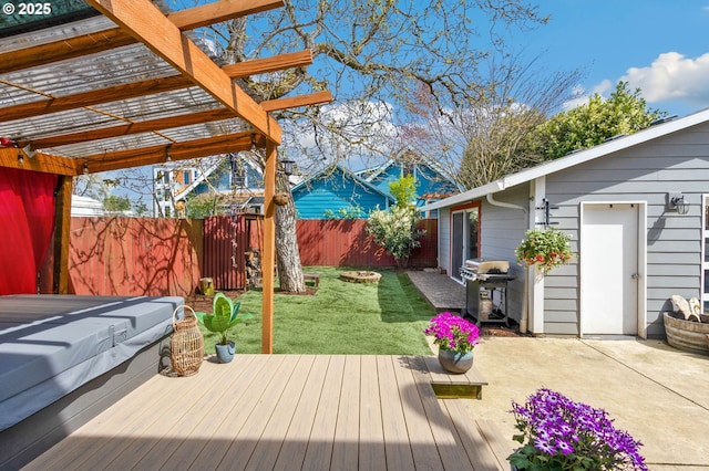 4926 NE 12th Ave, Portland, OR 97211 - wooden deck with grilling area and a pergola