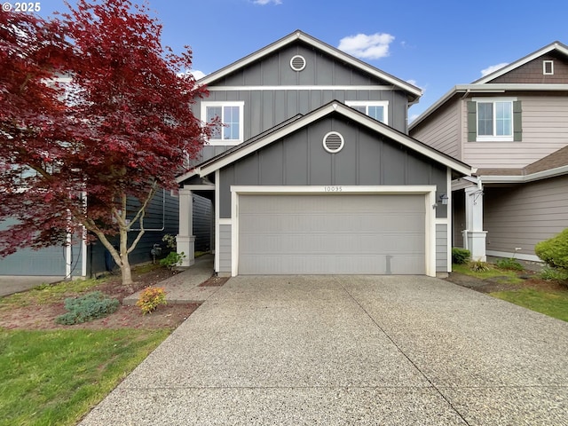 10095 NW Curtis St, North Plains, OR 97133 - traditional-style home featuring concrete driveway, board and batten siding, and an attached garage