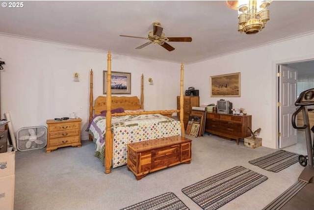 22885 S Tendril Ln, West Linn, OR 97068 - bedroom with carpet flooring, crown molding, and a ceiling fan
