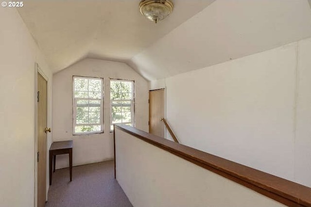 22885 S Tendril Ln, West Linn, OR 97068 - corridor featuring an upstairs landing, carpet, and vaulted ceiling