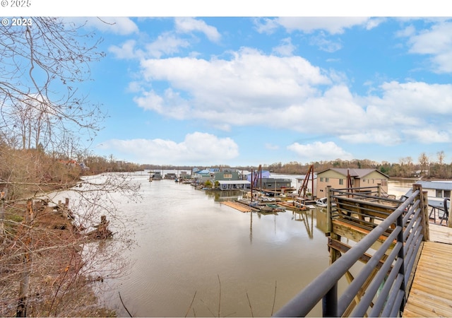 water view with a boat dock