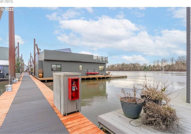 dock area with a water view