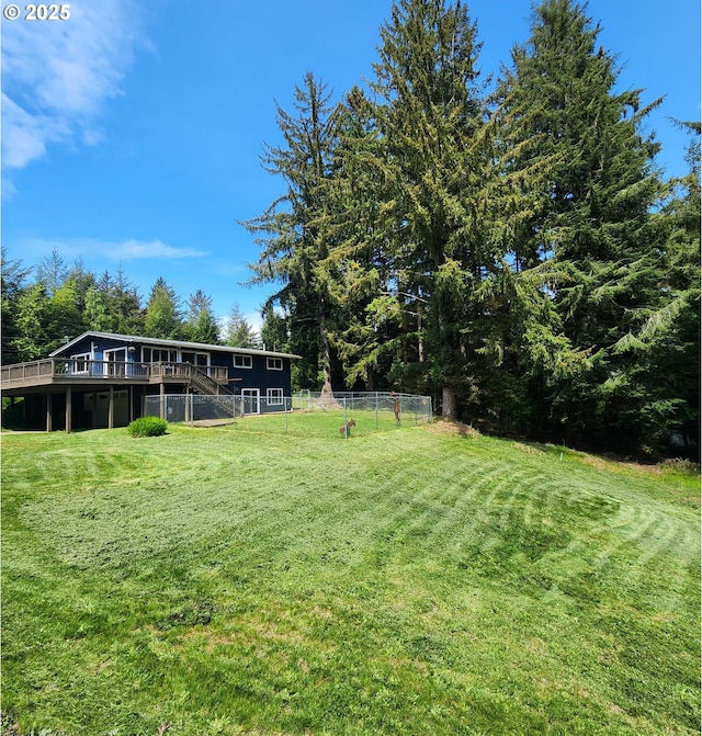 97640 Kadora Ln, North Bend, OR 97459 - view of yard featuring a wooden deck