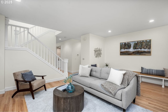 living room with hardwood / wood-style flooring