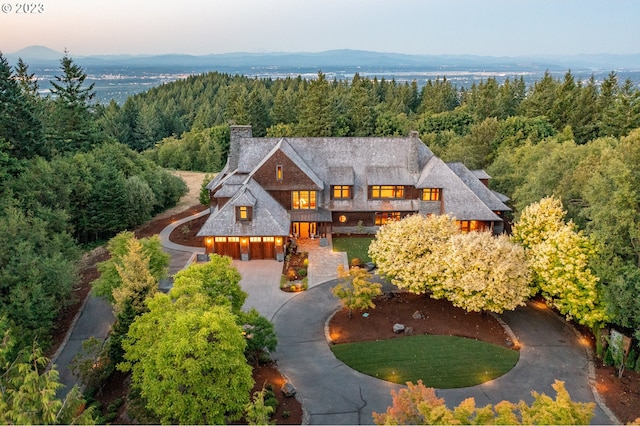 bird's eye view with a view of trees