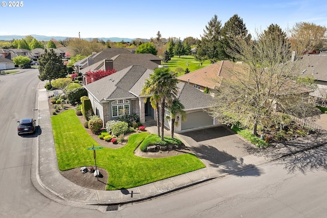 drone / aerial view with a residential view