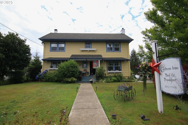 648 W Main St, Carlton, OR 97111 - traditional-style house with a front lawn and a chimney