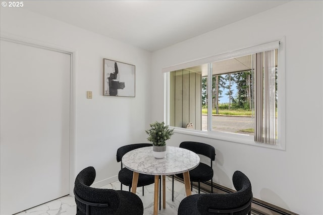3434 Memorial Park Dr, Longview, WA 98632 - dining area featuring marble finish floors and baseboard heating