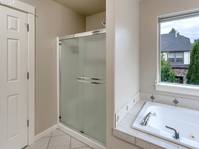 18840 SW Westland Ln, Beaverton, OR 97003 - full bath featuring a stall shower, a jetted tub, and tile patterned flooring