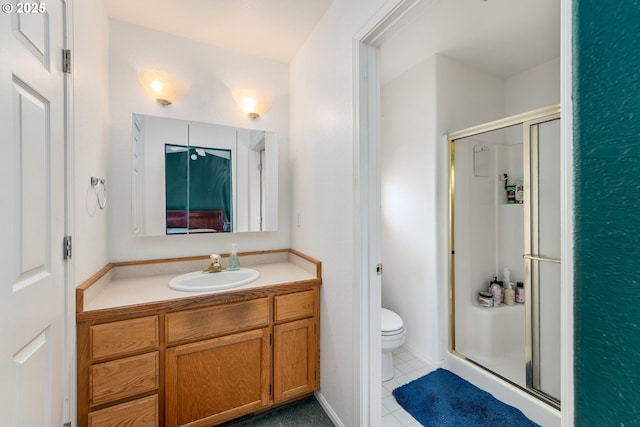 1232 E Fourth Ave, Sutherlin, OR 97479 - full bathroom featuring a shower stall, vanity, and tile patterned floors