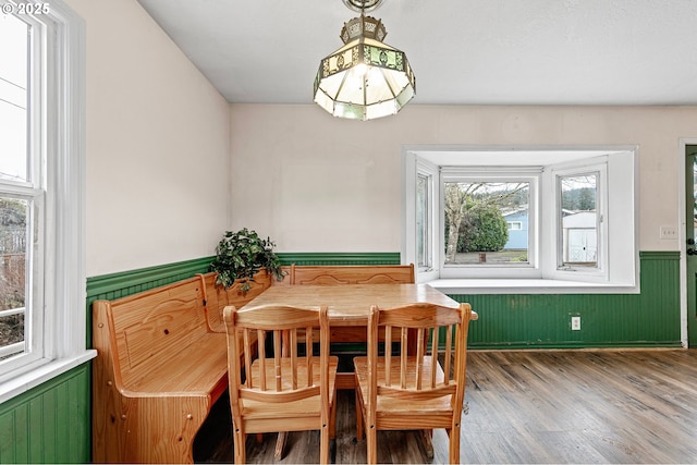 dining area with hardwood / wood-style floors