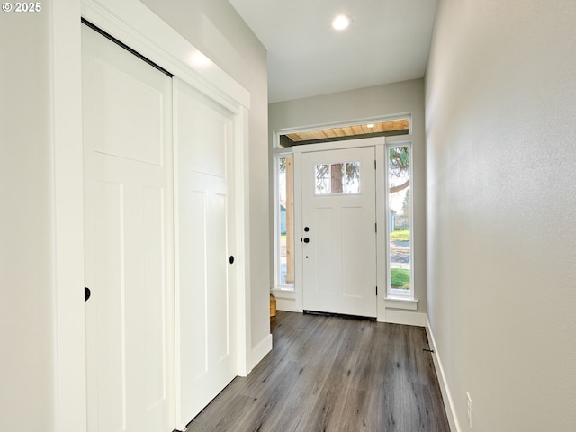 entrance foyer featuring light wood-type flooring