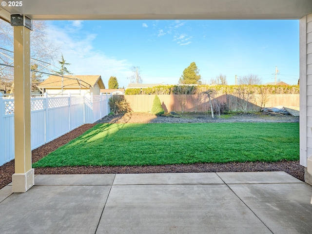 view of yard with a patio area