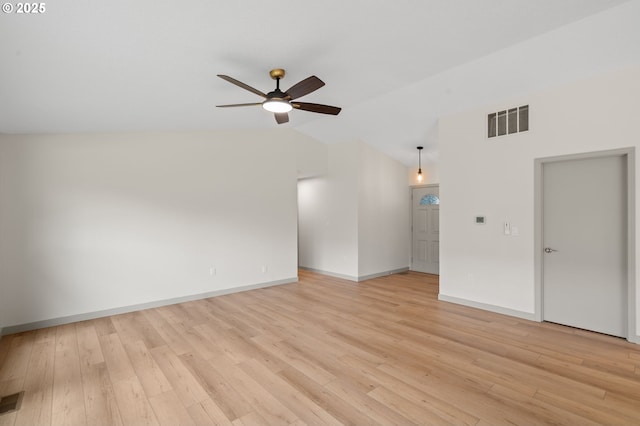 15080 SW 88th Ave, Portland, OR 97224 - empty room with ceiling fan, light wood finished floors, and high vaulted ceiling