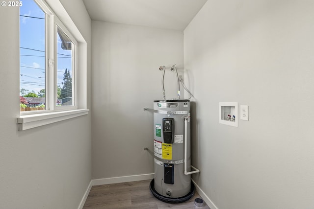 utility room with strapped water heater