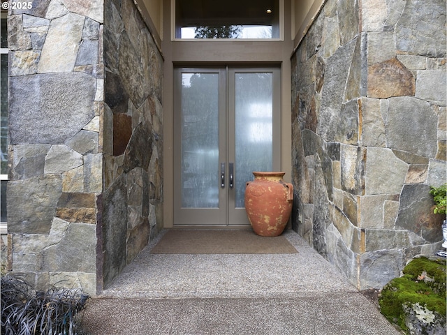 entrance to property featuring french doors