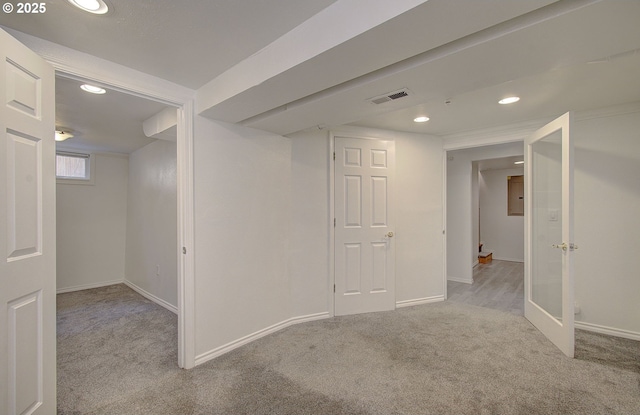 504 NW Fargo St, Camas, WA 98607 - basement featuring carpet, baseboards, and recessed lighting