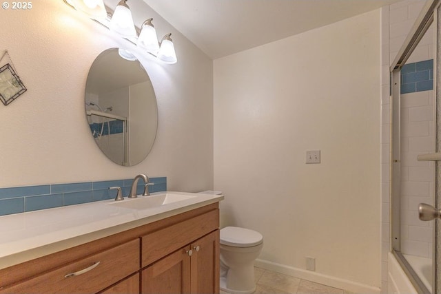 435 E 53rd Ave, Eugene, OR 97405 - bathroom with vanity, tile patterned flooring, and enclosed tub / shower combo
