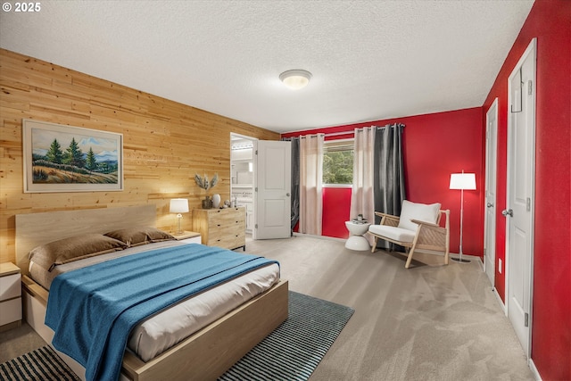 16620 SE Ladd Ct, Milwaukie, OR 97267 - bedroom featuring wooden walls, carpet, and a textured ceiling