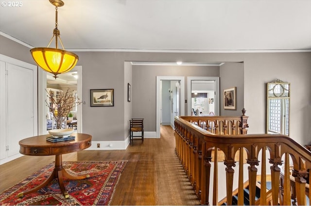 1965 SW Montgomery Pl, Portland, OR 97201 - hallway with ornamental molding, wood finished floors, and baseboards