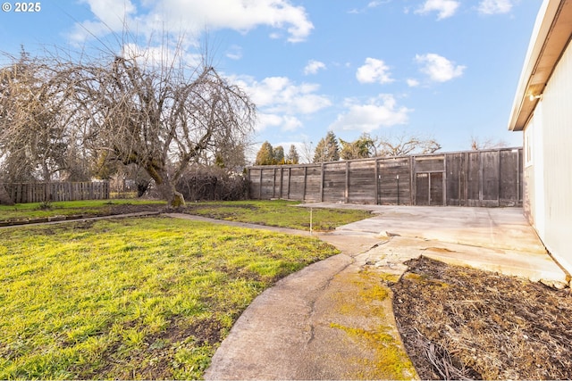 view of yard with a patio area