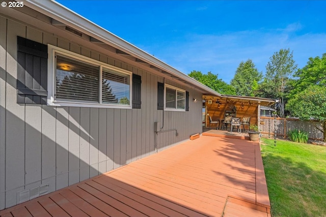 14797 SW Willamette St, Sherwood, OR 97140 - wooden terrace featuring outdoor dining area