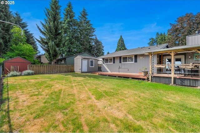 14797 SW Willamette St, Sherwood, OR 97140 - back of property with a storage unit and a deck