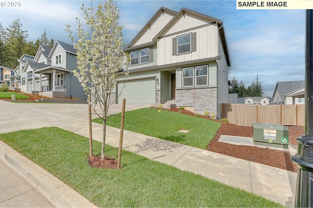1496 NE Josephine Ct Unit 181, Estacada, OR 97023 - craftsman house featuring board and batten siding, stone siding, driveway, a garage, and a residential view