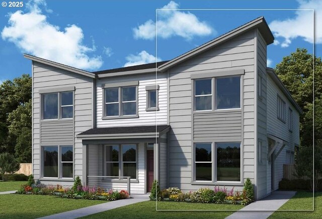 view of front of property with a front lawn
