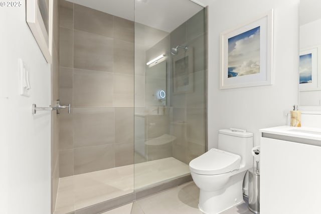 1150 NW Quimby St Unit 442, Portland, OR 97209 - full bathroom with vanity, walk in shower, toilet, and tile patterned flooring