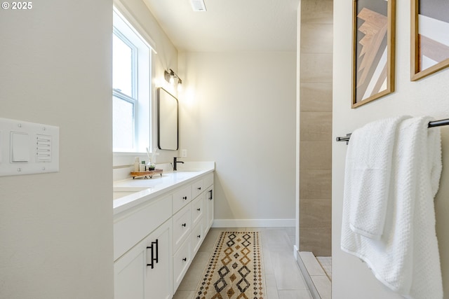 91209 N Coleman St, Eugene, OR 97408 - full bathroom featuring double vanity, tile patterned flooring, and tiled shower